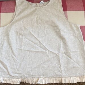 J Crew Sleeveless Linen Cream Women's Top with Pleated Hem